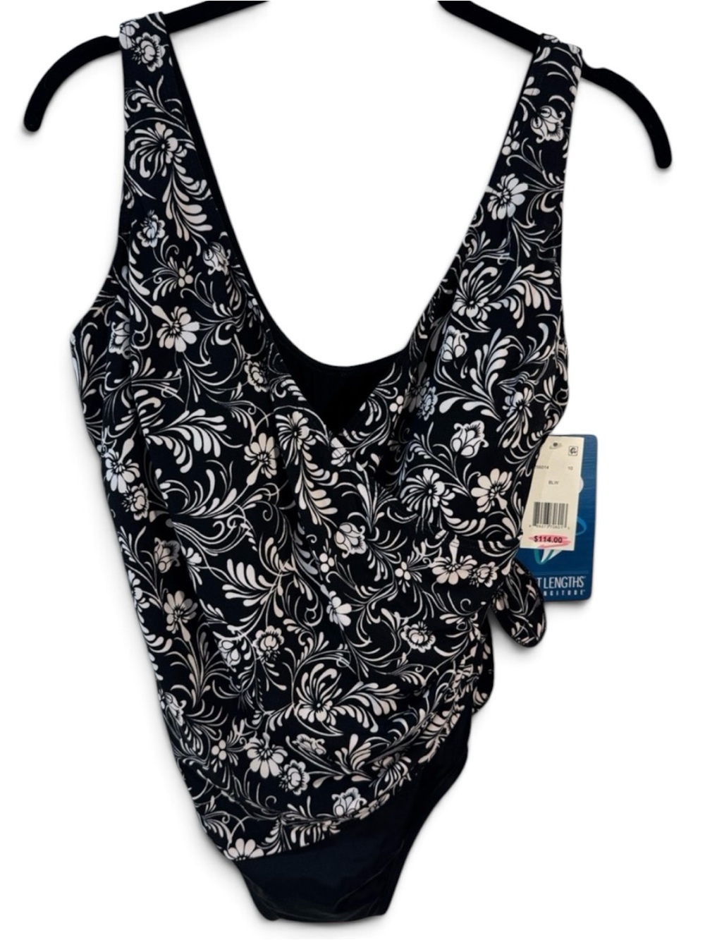 Great Lengths Women’s Black & White Floral One-Piece Swim Suit - Size 10